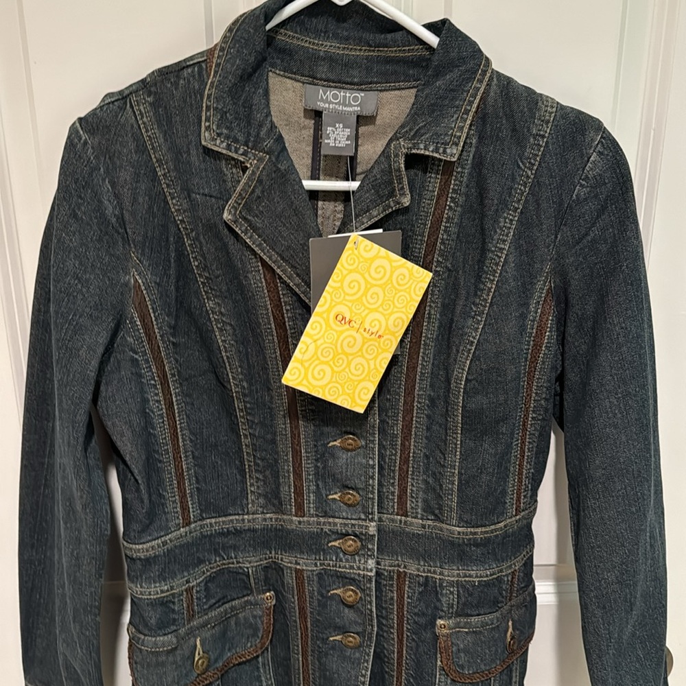 Motto Denim 3/4 Length Duster Style Jacket Size XS NWT - Picture 5 of 12